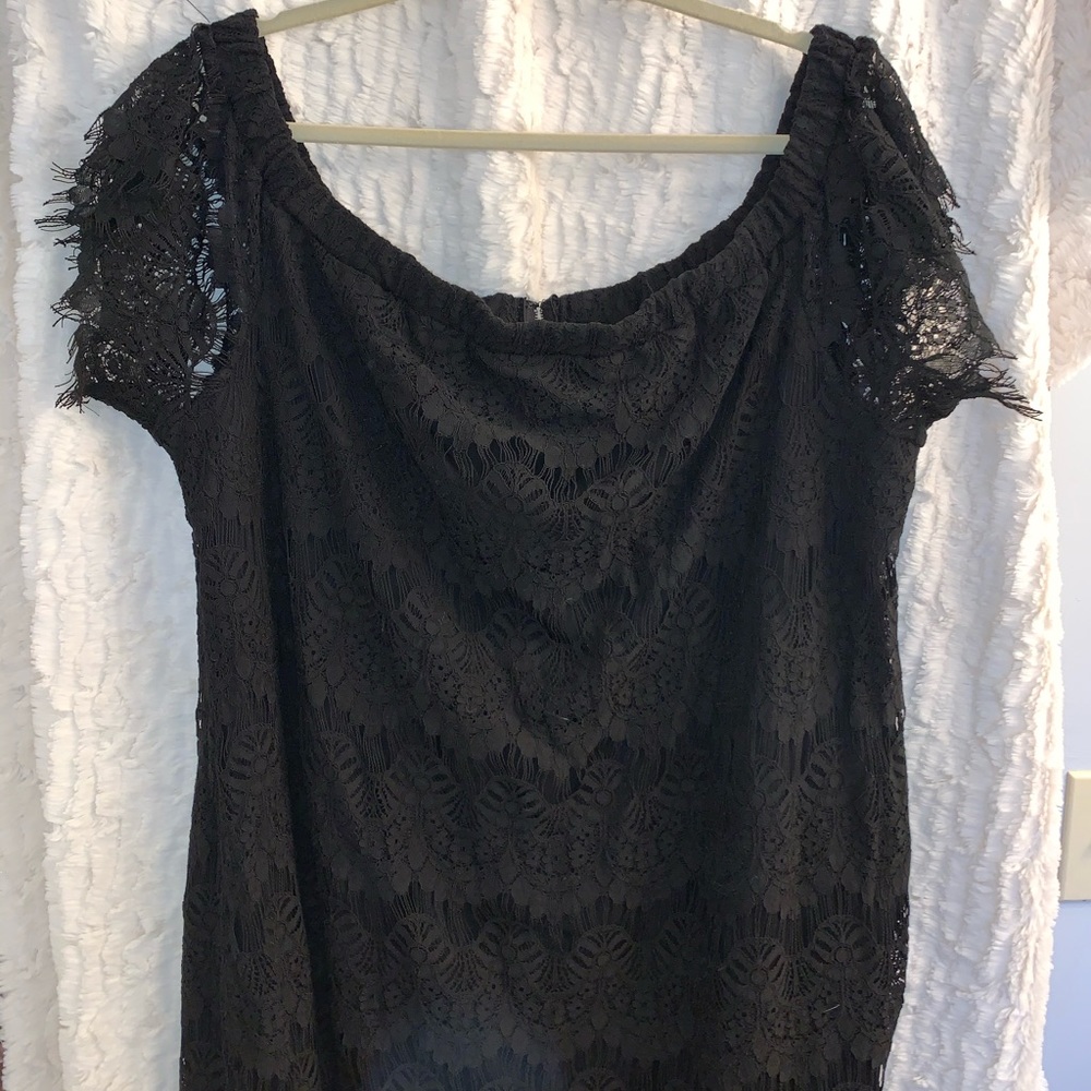 NTW City Chic Off the Shoulder Shift Dress-Black